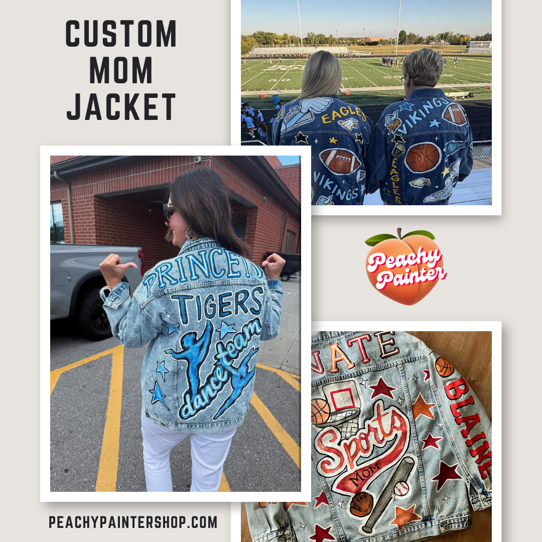 ジャケット・アウター MOMO(A LOVE MOVEMENT) Vintage Custom JKT Custom Sport Mom Painted Jacket – Peachy Painter Shop