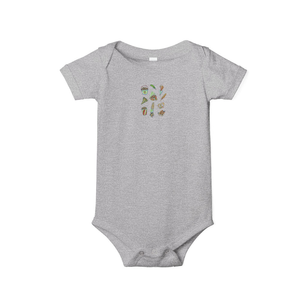 Mini Garden Veggies Infant One Piece | baby bodysuit with produce illustrations