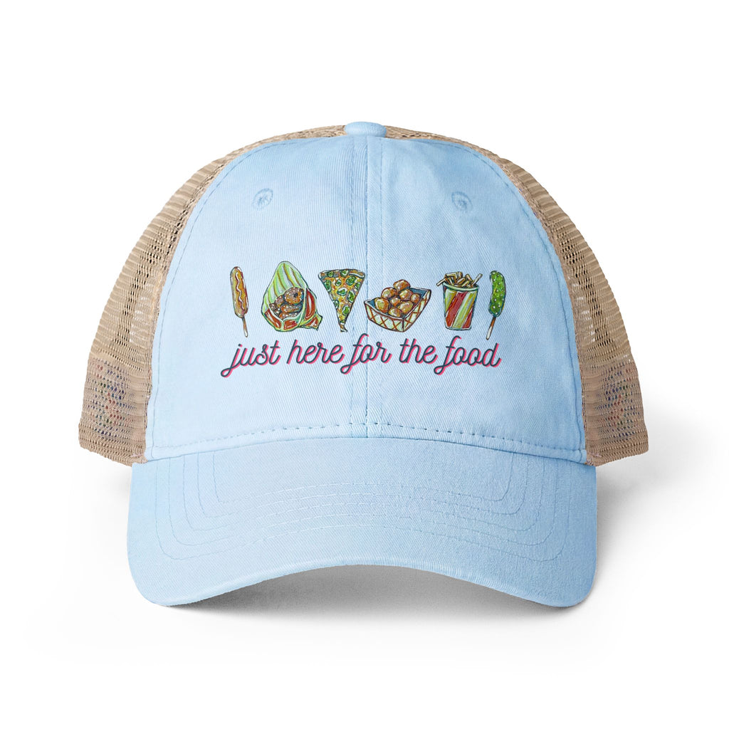 "Just Here for the Food" State Fair Women's Washed Mesh-Back Cap