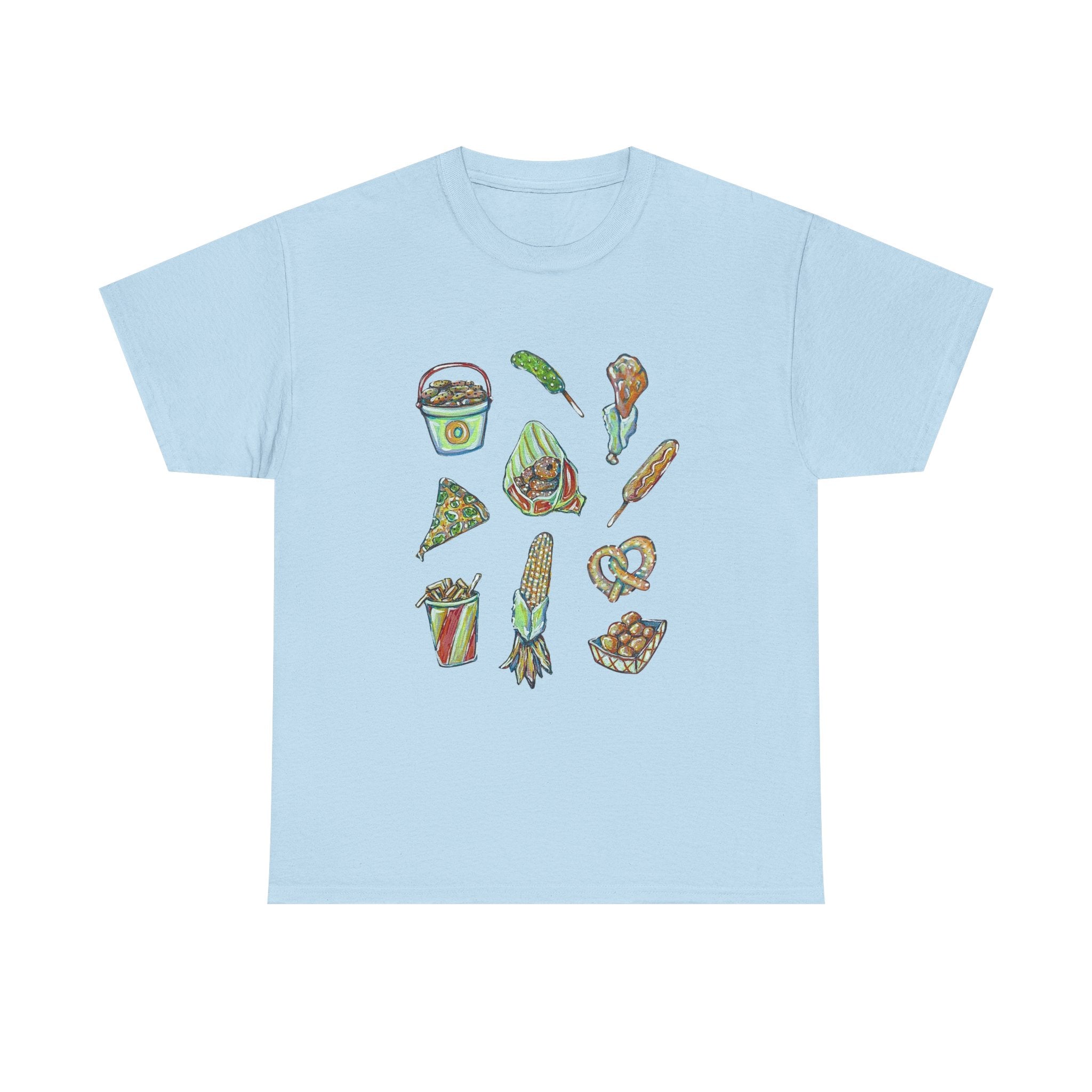 Korean Street Food Icons T-Shirt | Kimbap Tteokbokki Mandu Pretzel Corn Dog
