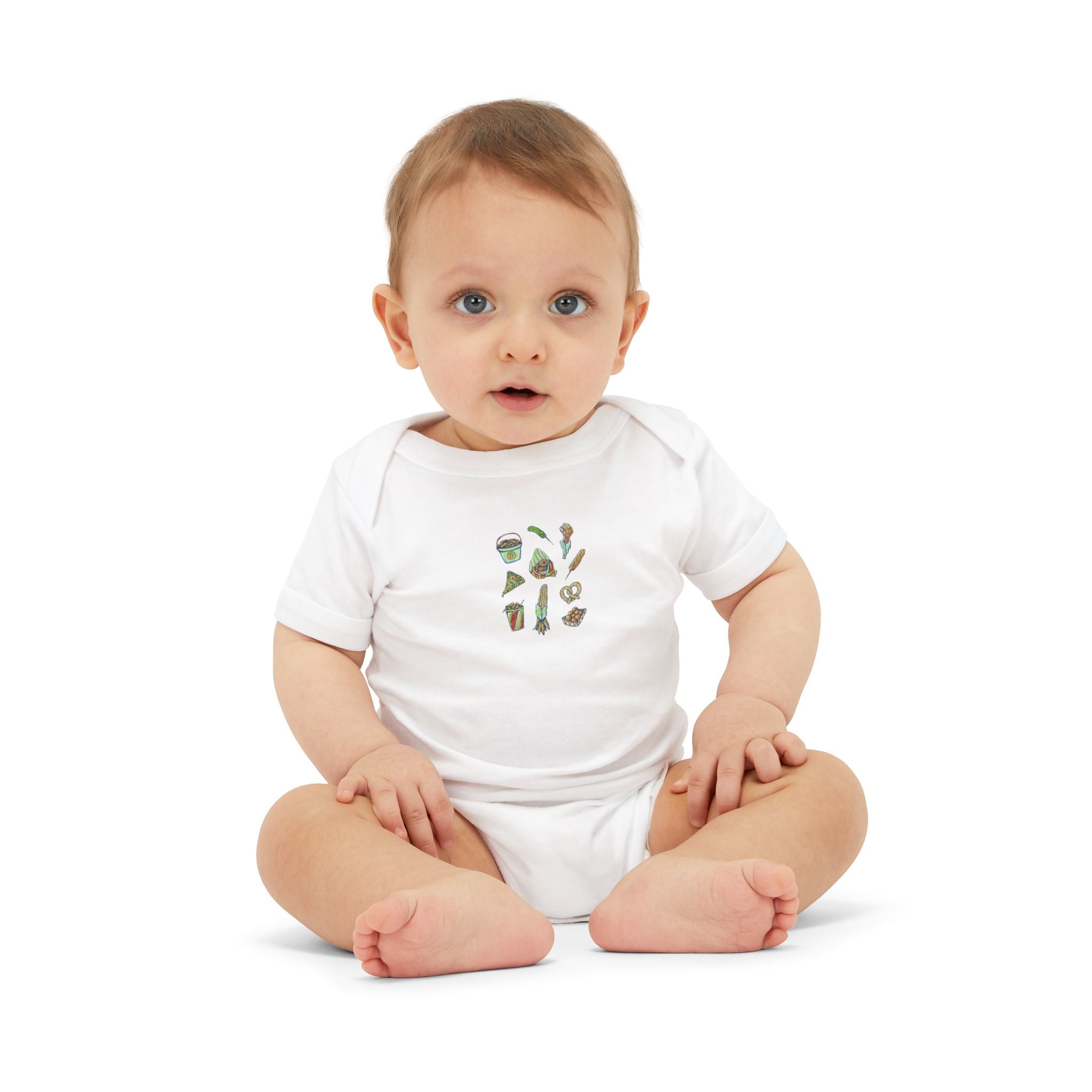 Mini Garden Veggies Infant One Piece | baby bodysuit with produce illustrations