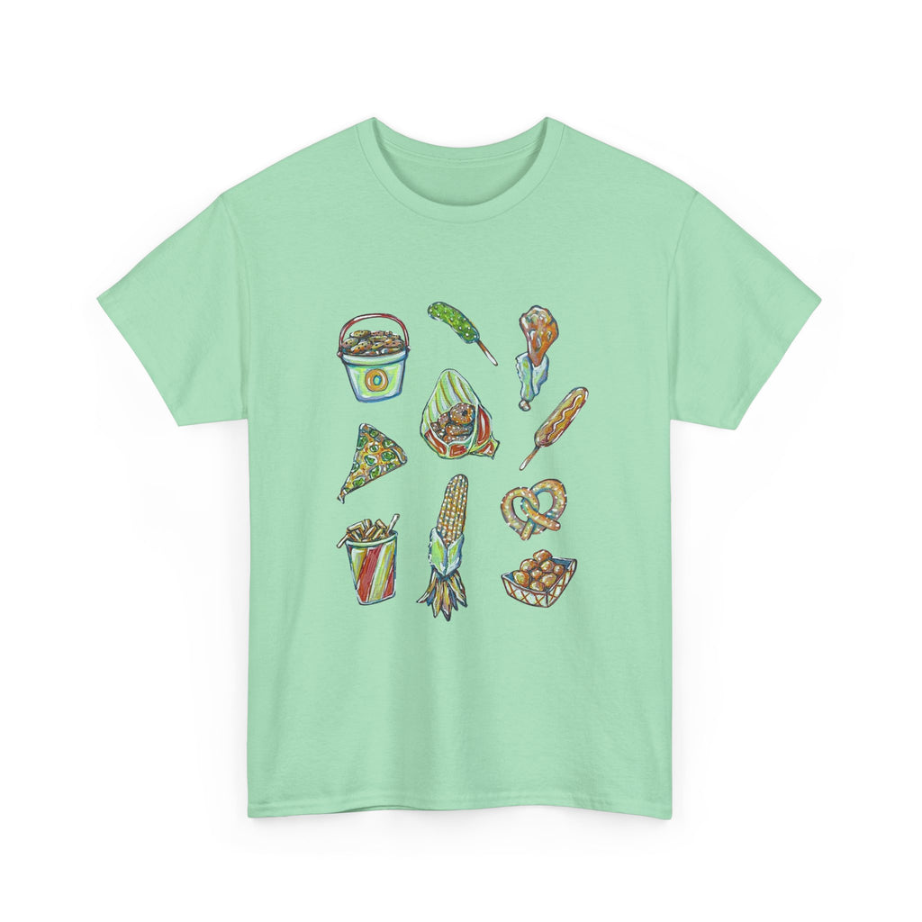 Korean Street Food Icons T-Shirt | Kimbap Tteokbokki Mandu Pretzel Corn Dog