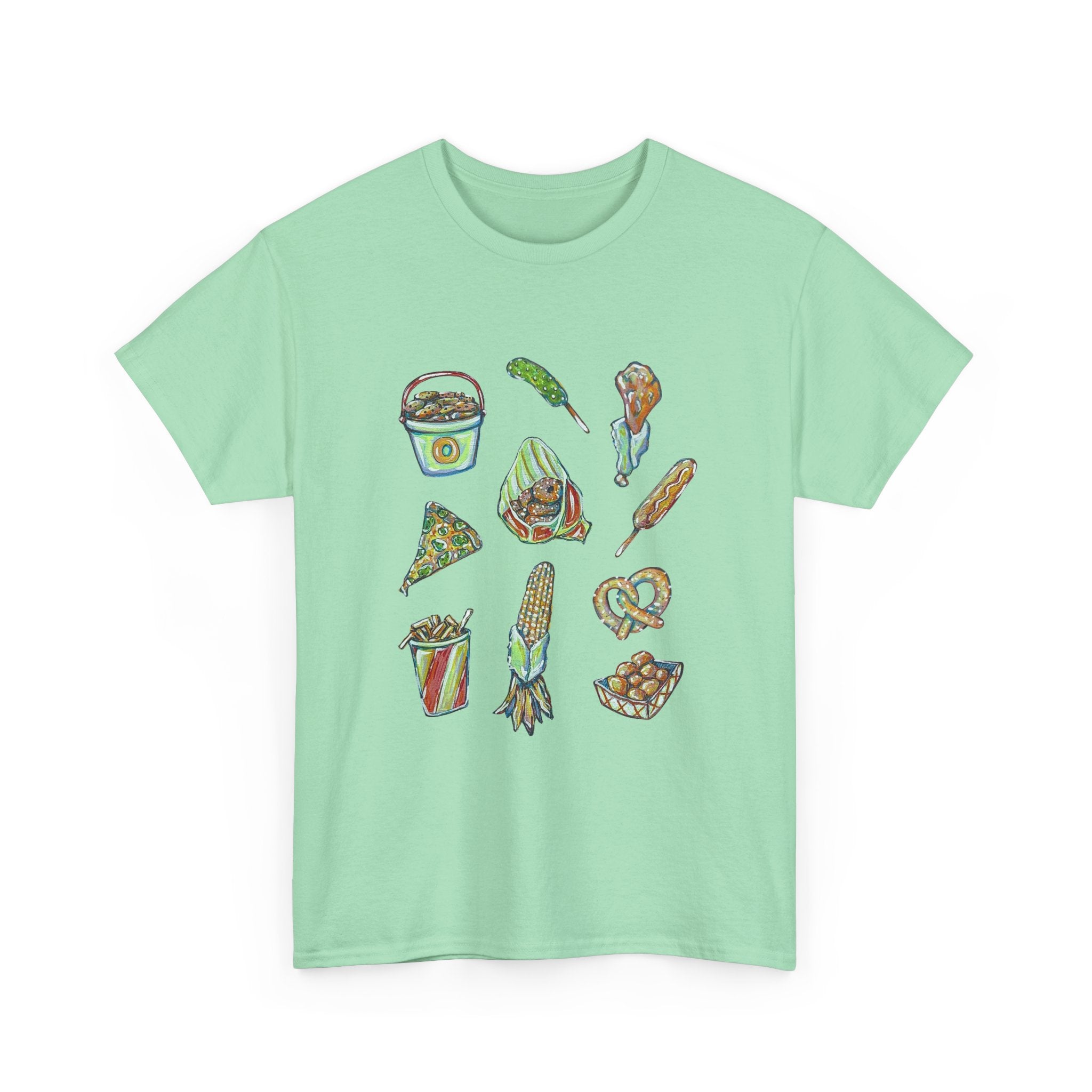 Korean Street Food Icons T-Shirt | Kimbap Tteokbokki Mandu Pretzel Corn Dog