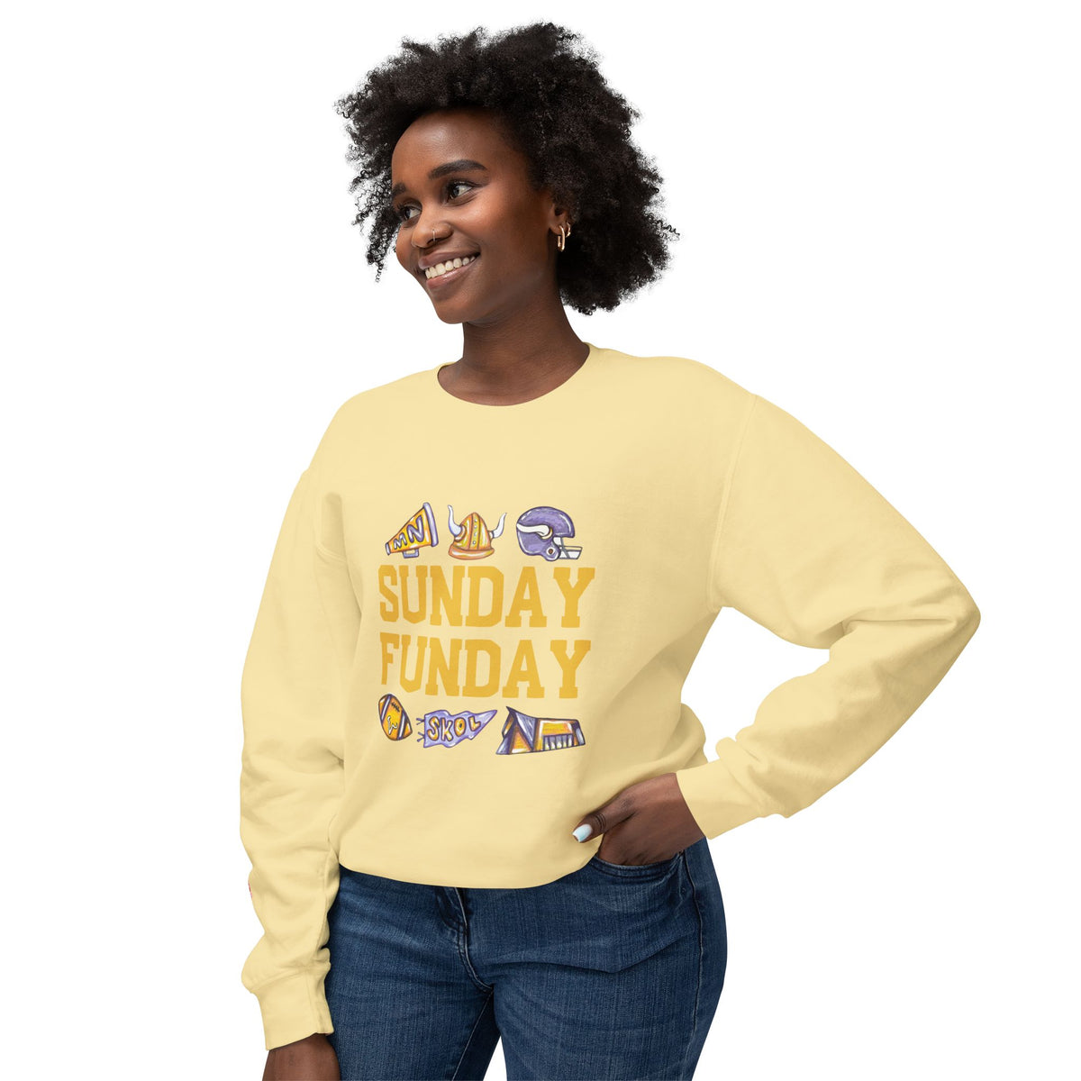 Sunday Funday Vikings Edition Lightweight Crewneck Sweatshirt