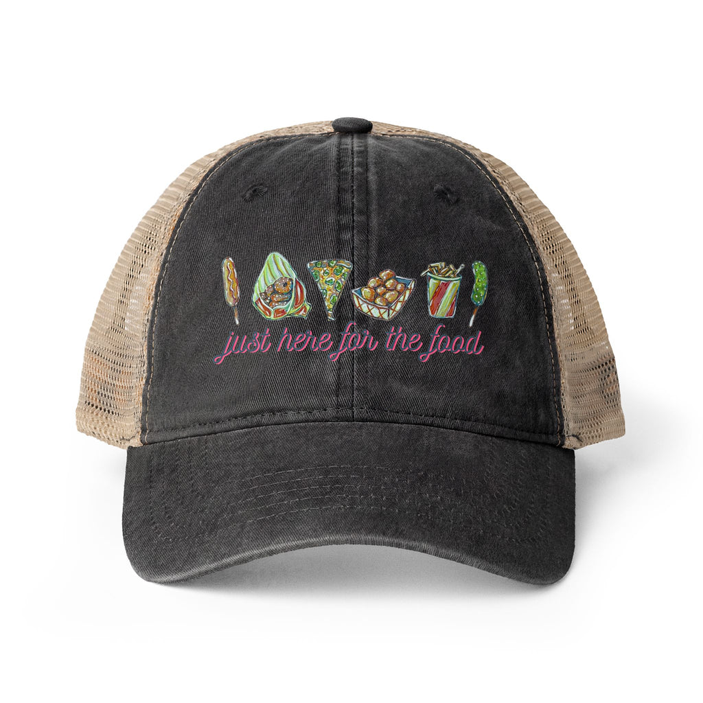 "Just Here for the Food" State Fair Women's Washed Mesh-Back Cap