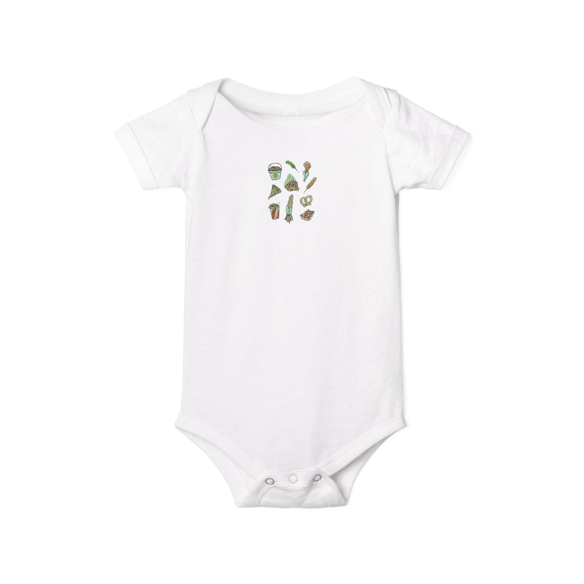 Mini Garden Veggies Infant One Piece | baby bodysuit with produce illustrations