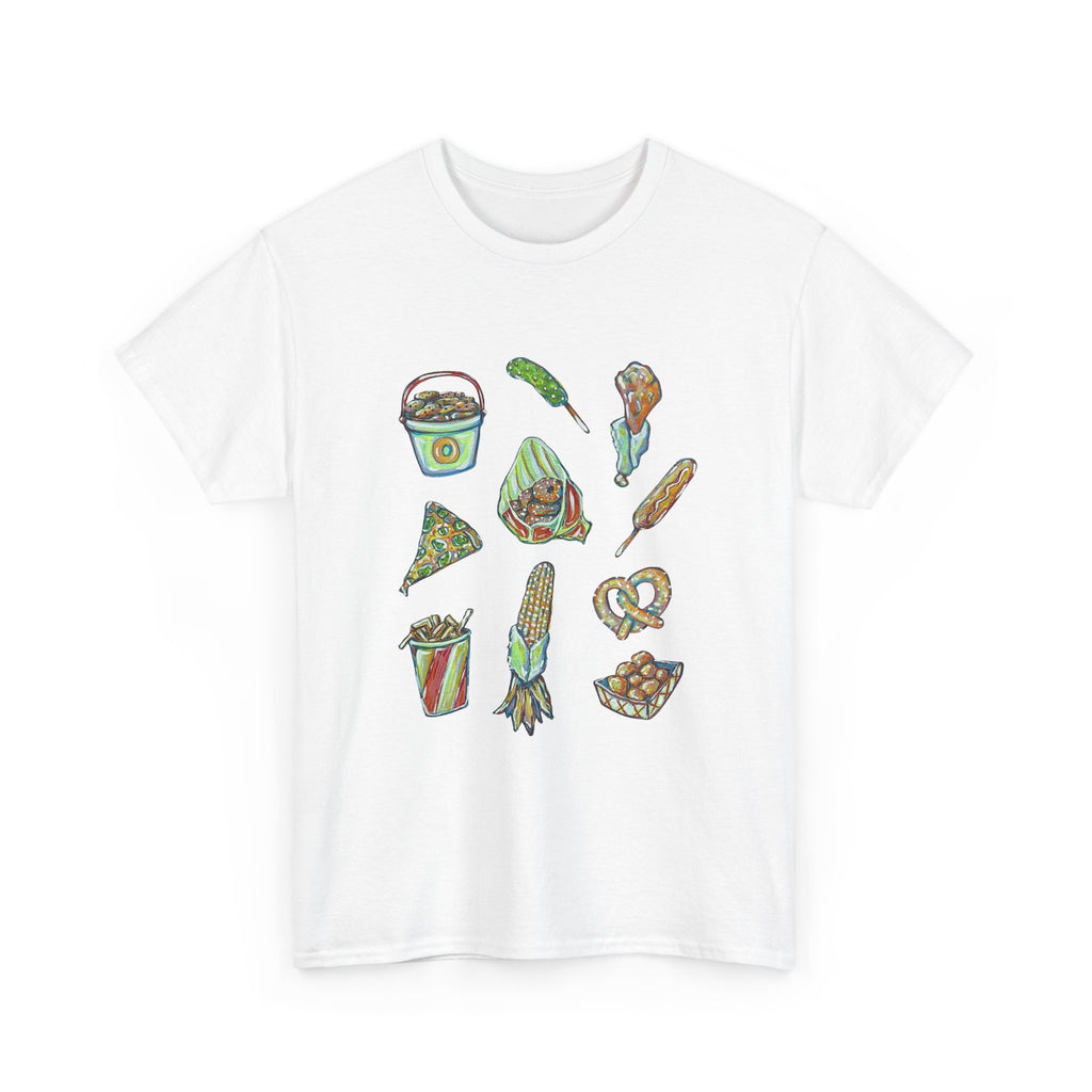 Korean Street Food Icons T-Shirt | Kimbap Tteokbokki Mandu Pretzel Corn Dog
