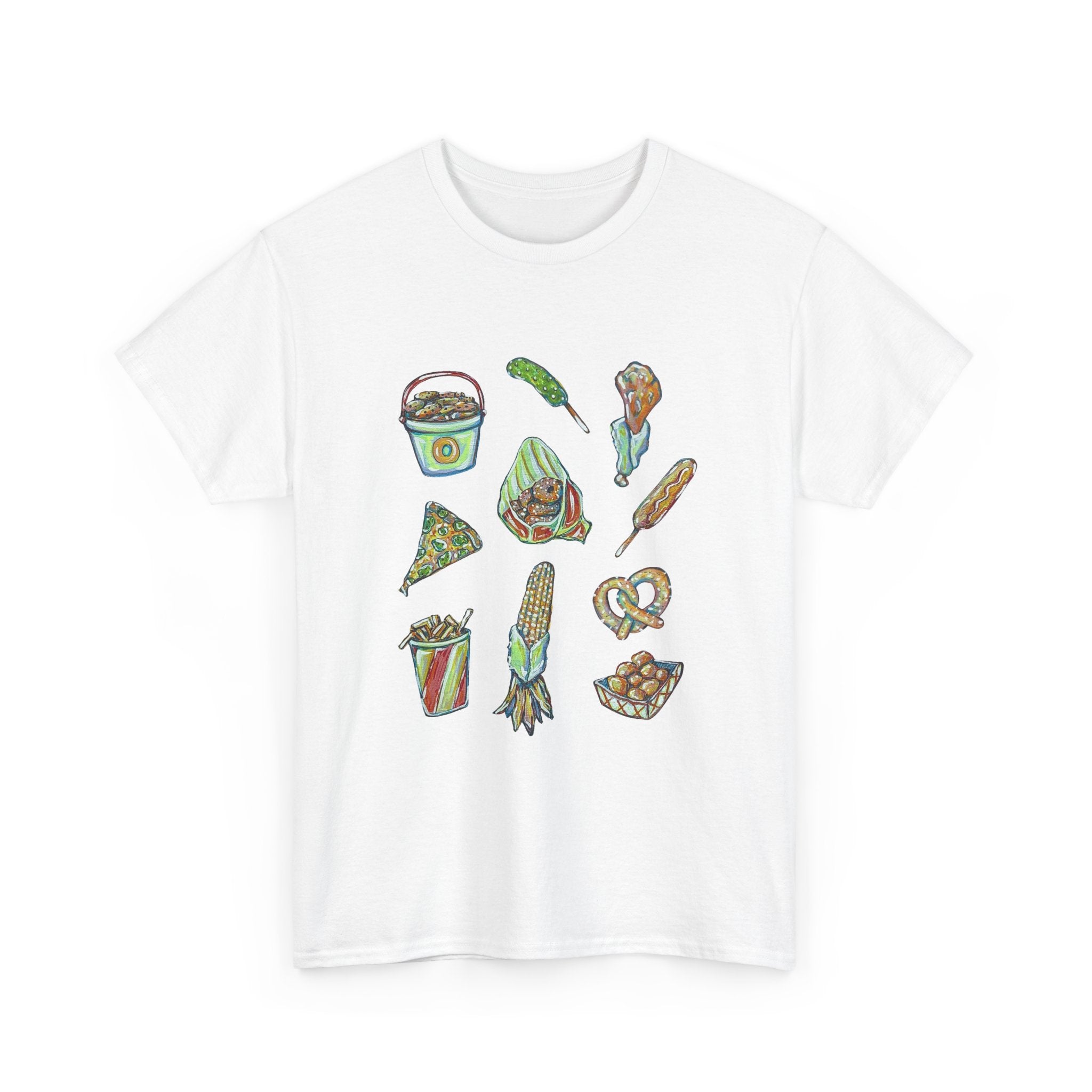 Korean Street Food Icons T-Shirt | Kimbap Tteokbokki Mandu Pretzel Corn Dog