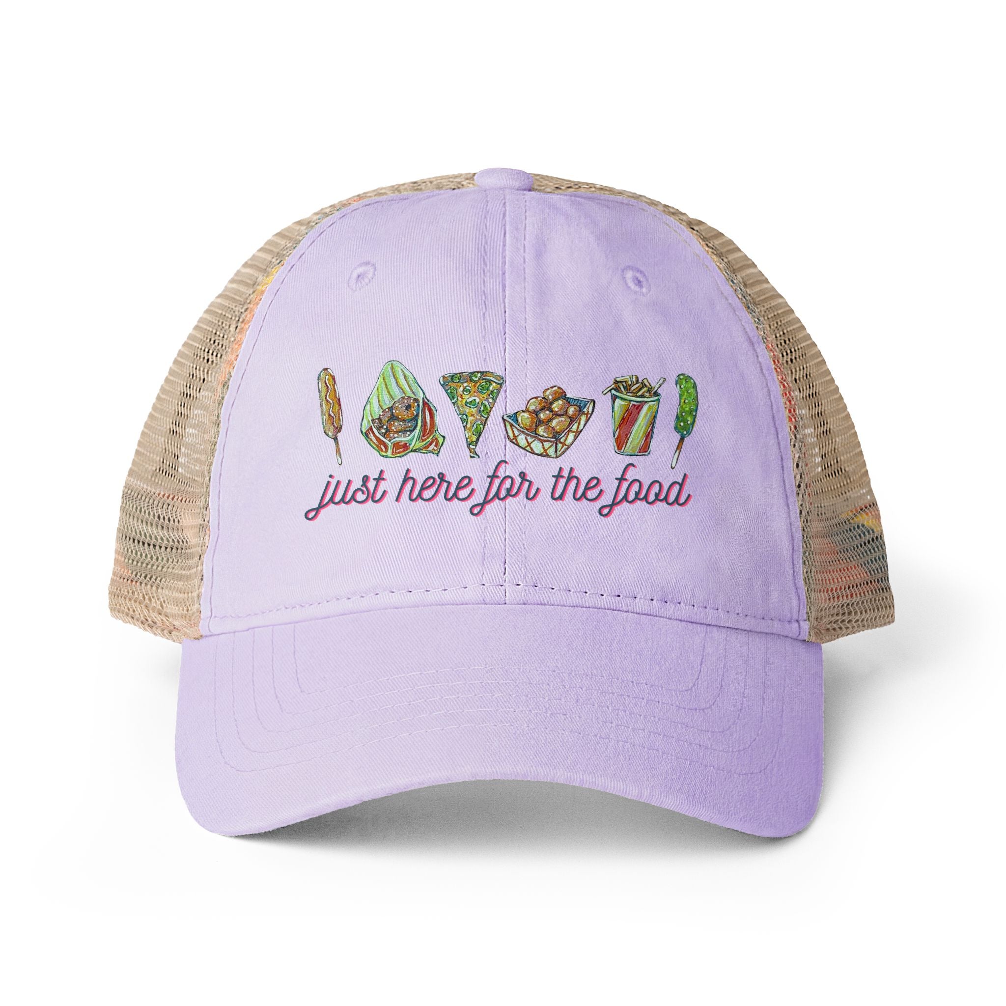 "Just Here for the Food" State Fair Women's Washed Mesh-Back Cap
