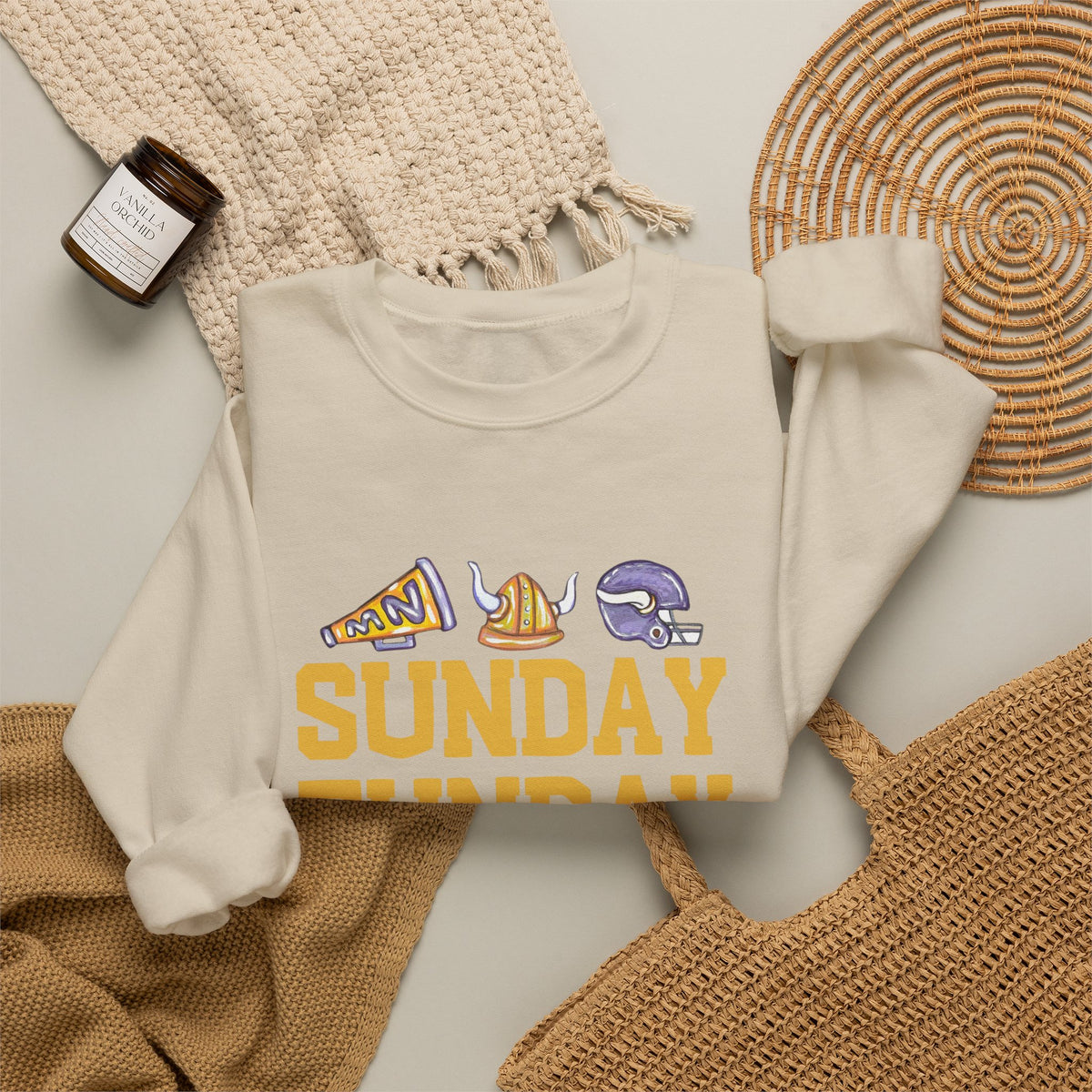 Crewneck Sweatshirt - "Sunday Funday" Football & Tailgate Graphic