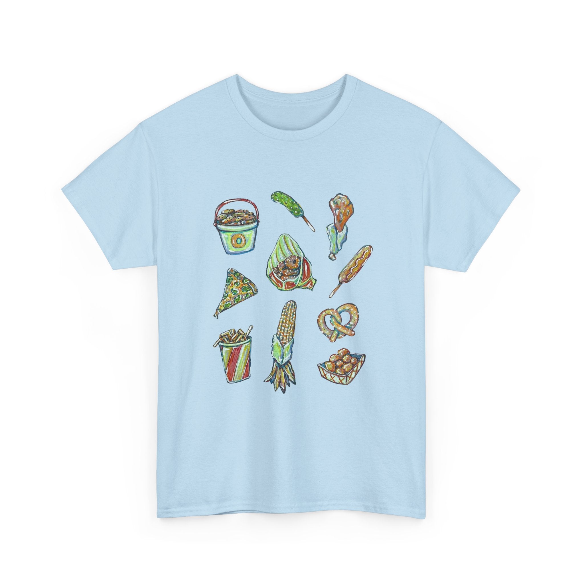 Korean Street Food Icons T-Shirt | Kimbap Tteokbokki Mandu Pretzel Corn Dog
