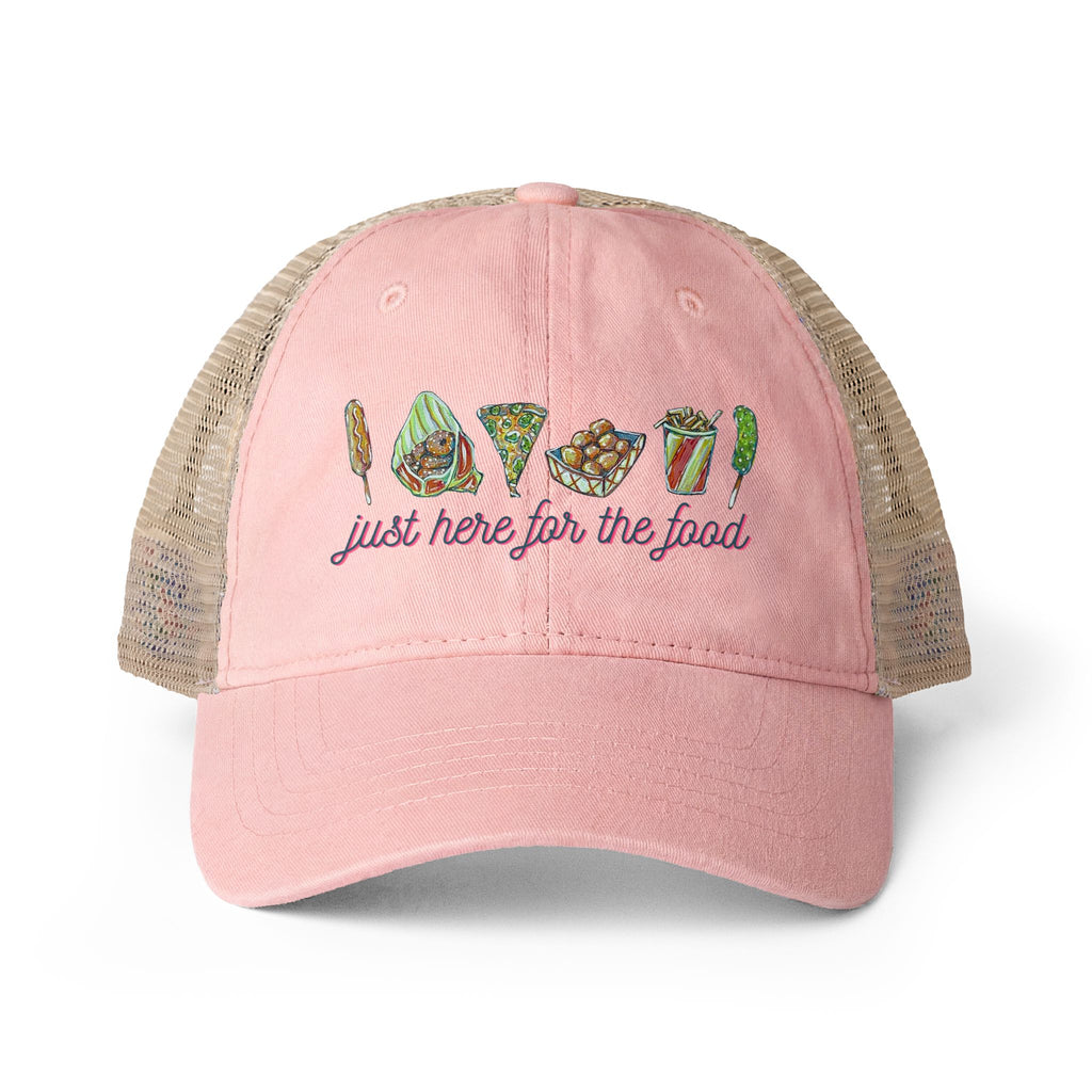 "Just Here for the Food" State Fair Women's Washed Mesh-Back Cap