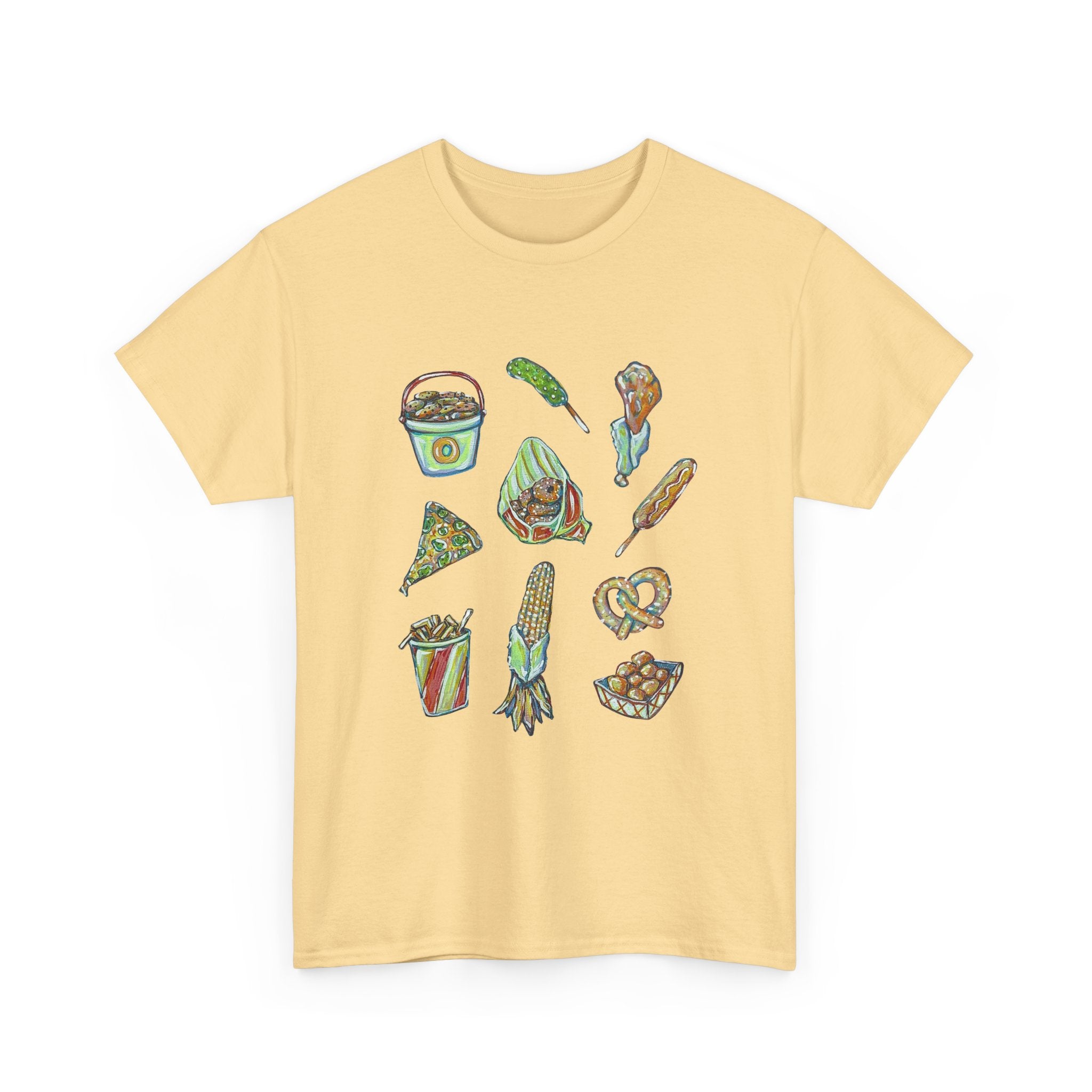 Korean Street Food Icons T-Shirt | Kimbap Tteokbokki Mandu Pretzel Corn Dog