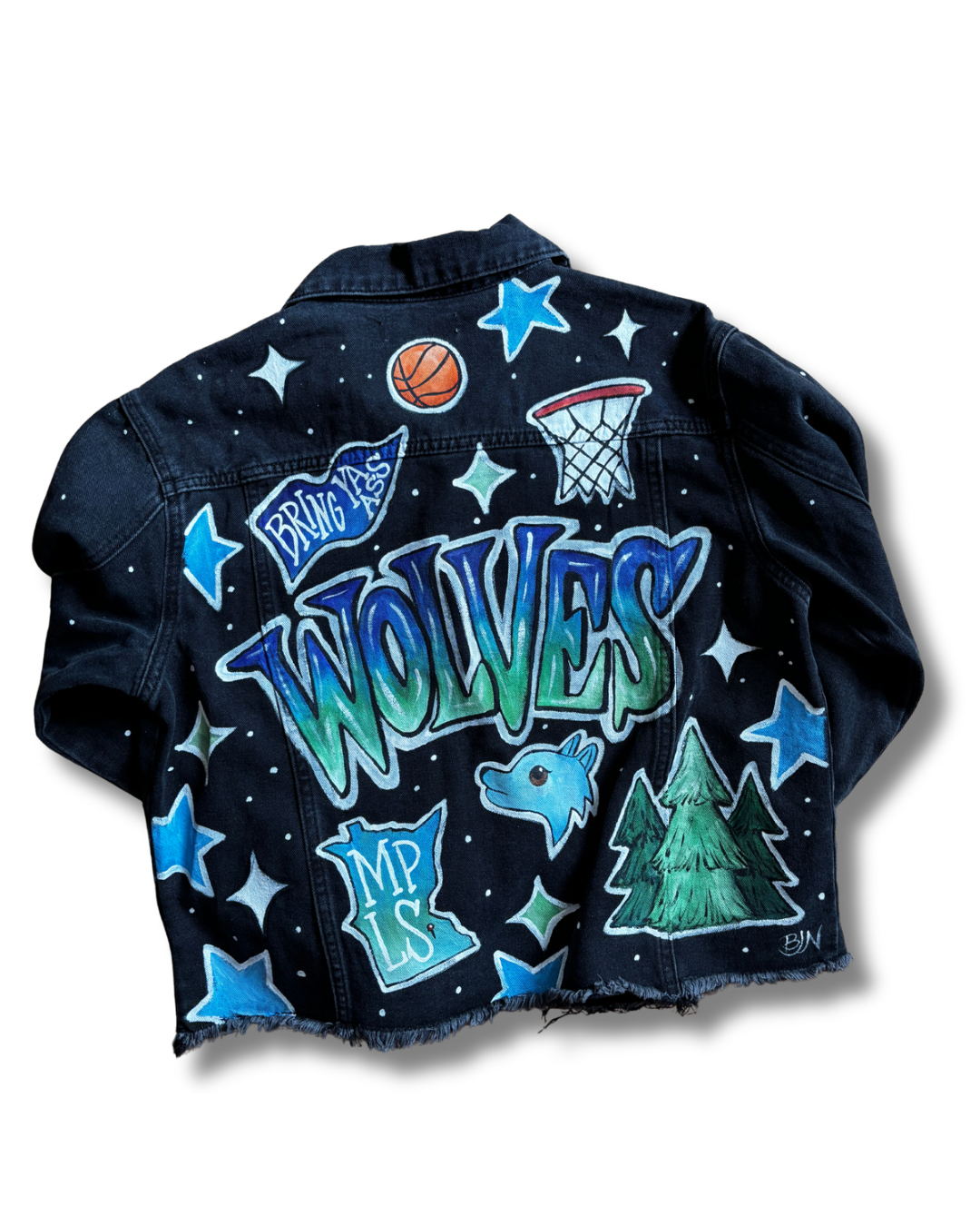 Custom MN Timberwolves Painted Jacket